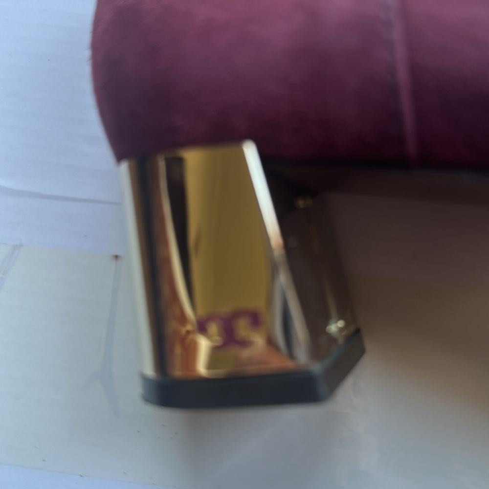 Tory Burch burgundy suede 1.5 inch mirror heel, very good condition. - Picture 5 of 6